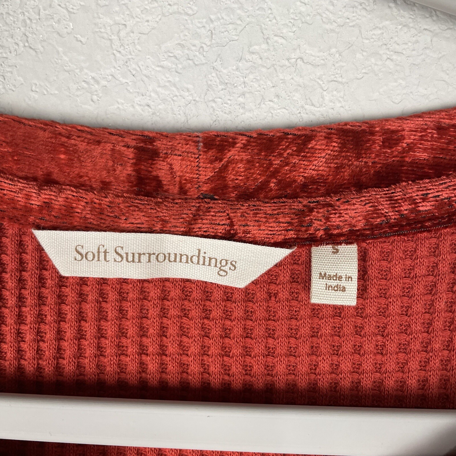 Soft Surroundings Orange Waffle Knit Velvet Therm… - image 4