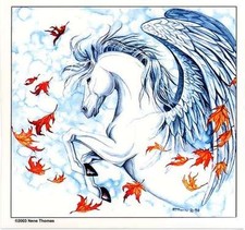 WHITE PEGASUS and FALL LEAVES VINYL STICKER/DECAL Waterproof Indoor/Outdoor