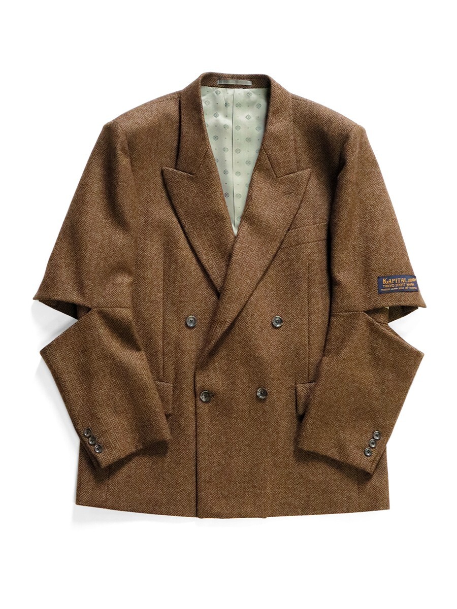 ジャケット・アウター DAIRIKU Rib Collar Tweed Raglan Coat ASK availability First) KAPITAL Herringbone Tweed Cutout