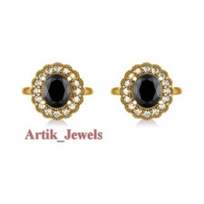 Natural Black Onyx Gemstone With 14K Gold Plated Silver Cufflink 1165