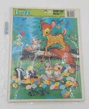 Vintage Golden Frame Tray Puzzle Walt Disney Bambi