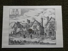 Antique Print Orpington Kent Cottages Architecture Original 1887