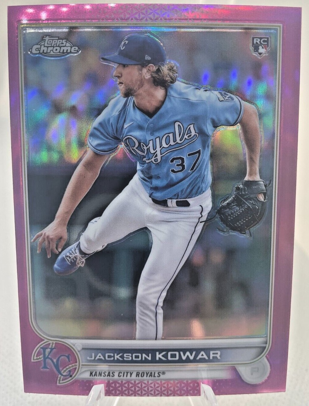 2022 Topps Chrome #188 Jackson Kowar Pink Refractor Kansas City Royals RC