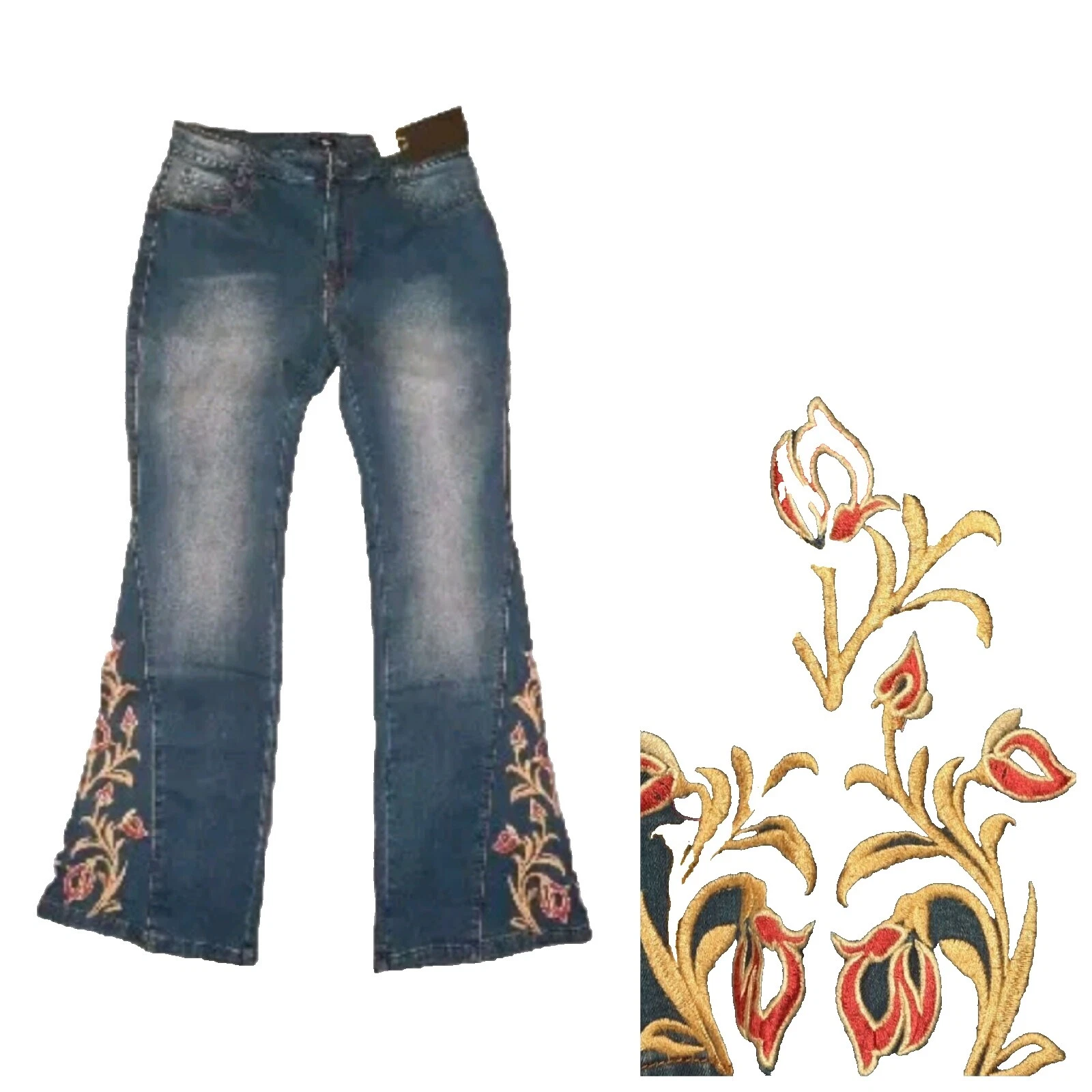 Embroidered Floral Jeans for Women
