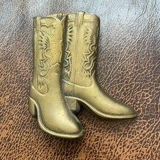 Vintage 1979 Solid Brass Cowboy Boots Belt Buckle by Baron Rockabilly