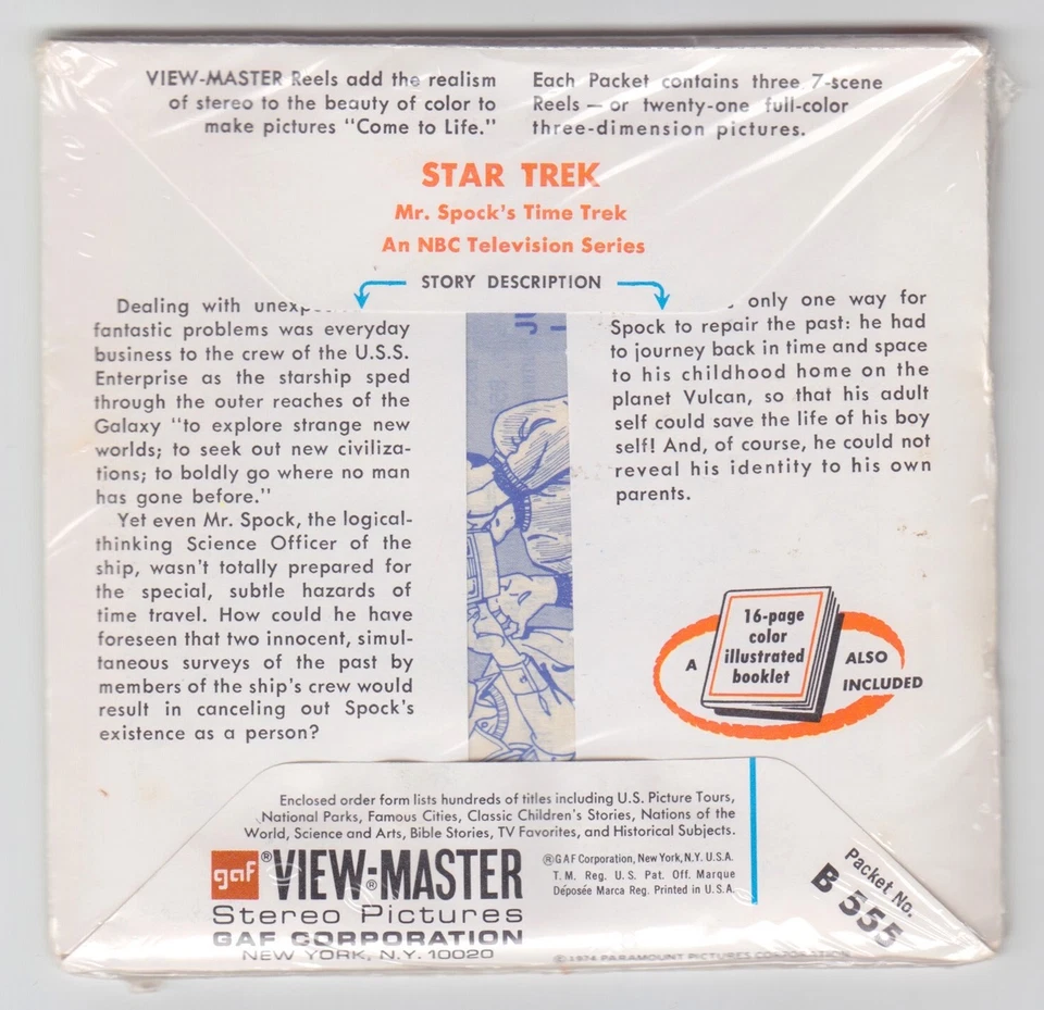 Sealed GAF B555 Star Trek Mr. Spock's Time Trek View-Master 3 Reels Packet 1974 - Image 2 of 2
