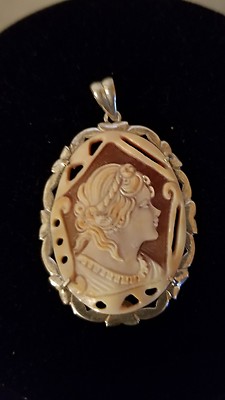 HSN ITALIEN KAMEE 35MM KORNELIAN STERLINGSILBER RAHMEN ANHÄNGER von M+M SCOGNAMIGLI