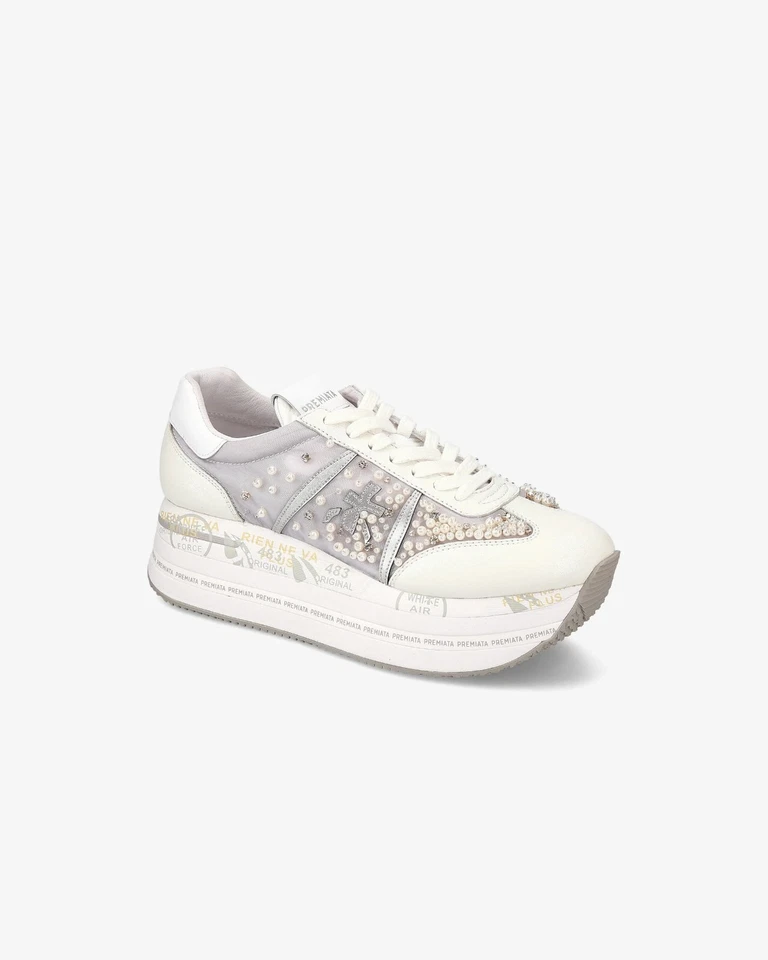 sneakers Premiata donna Beth 6751 strass perle microrete argento N° 36 38 - Immagine 2 di 3
