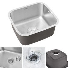 Small Stainless Steel Kitchen Sink Single Bowl Insert Drainer Waste Kit 41x36cm