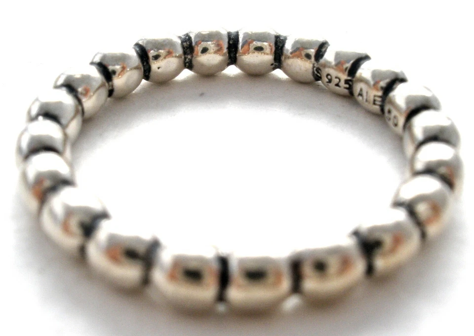 Pandora Sterling Silver Bead Ring String of Beads Size 5 Stackable Jewelry ALE - Image 3 of 4