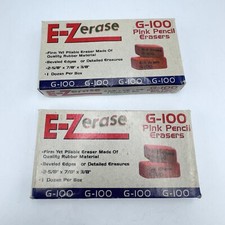 E-Z Erase G-100 Pink Pencil Erasers 2 Boxes - 24 Erasers Total