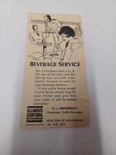 Beverage Service Illinois Central Railroad 5M 5-66 GW Card