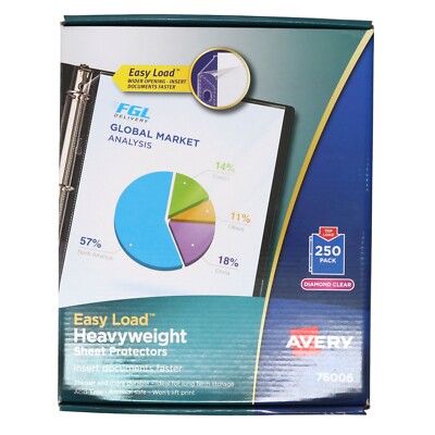 Avery 250 ct. Sheet Protectors Clear Top Load 76006 Acid Free Sealed Package New