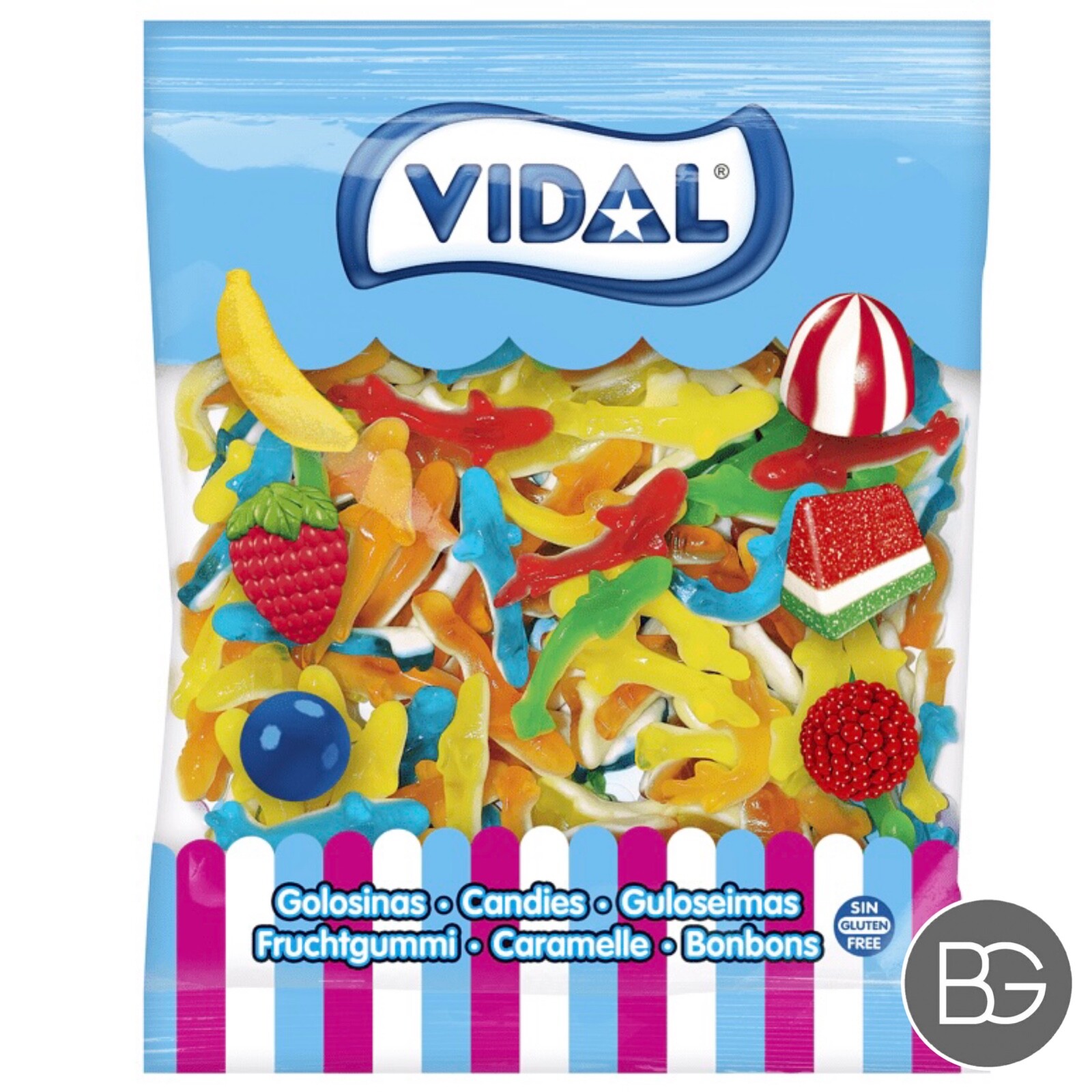 Vidal Halloween Jelly Sharks - 1kg Bag - Gluten Free Sweets - Gummy Candy