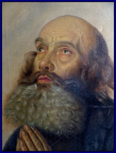 Prêtre Grec Orthodoxe en Prière Homme Barbu "Bear" à La Barbe Fleurie 1943 Signé - Picture 4 of 11