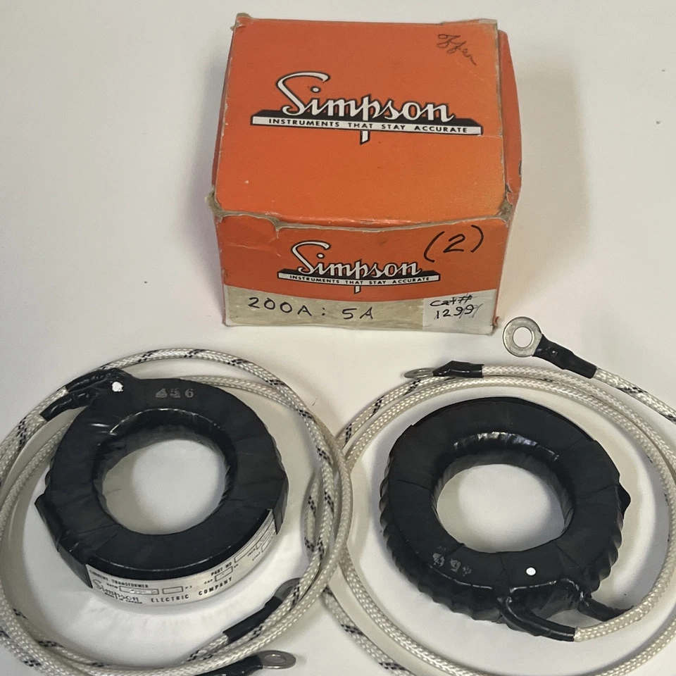 Two SIMPSON 1-111299 Current Transformers 200-5 RATIO 50-800HZ  New Old Stock - Image 4 of 4