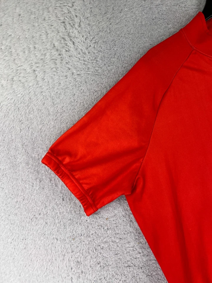 Jersey de ciclismo en vivo adulto extra grande rojo blanco 1/4 cremallera 100 % poliéster bolsillos Foto 3 de 4