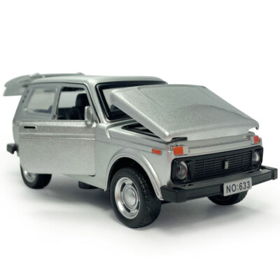 1:32 VAZ Lada Niva Model Toy Car Diecast Toy Vehicle Doors Open Pull Back Silver