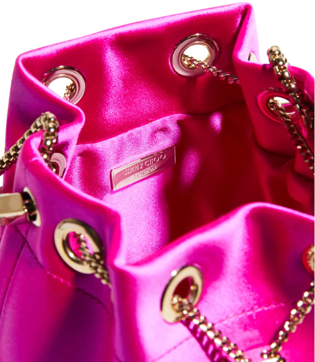 Jimmy Choo Bon Bon Fringe Satin Bucket Bag New With Tags Fuchsia