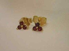 14K Yellow Gold Plated 2Ct Round Cut Lab Created Red Ruby Women's Stud Earrings