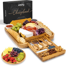 Bamboo Charcuterie & Cheese Board Gift Set w/ 2 Bowls - Unique Mothers Day Gifts