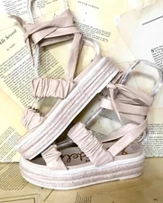  Free People Sam Edelman Kerin Espadrille Platform Leather Sandal Nude Tan 7 NEW