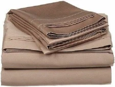 Taupe Solid Queen Size Bed Sheet Set 1000 TC Egyptian Cotton - 15" Deep Pkt