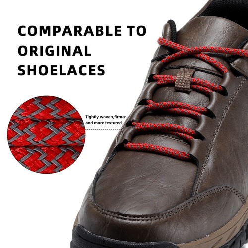 2 Pair Round Reflective Rope Shoelaces Replacement Boot laces for Sneakers Boots - Bild 14 von 57