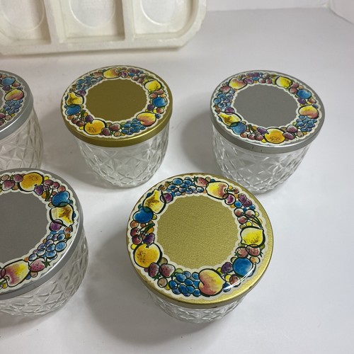 6 Vintage Ball Jars Quilted Crystal Jelly Glass Metal Fruit Lid - Pre Owned - Picture 3 of 8