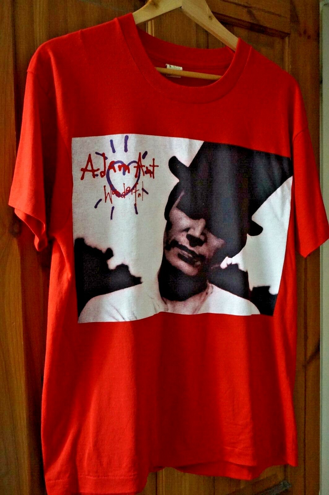 Rare unworn vintage Adam Ant 90's Red Wonderful Tour 95 print tee t shirt L
