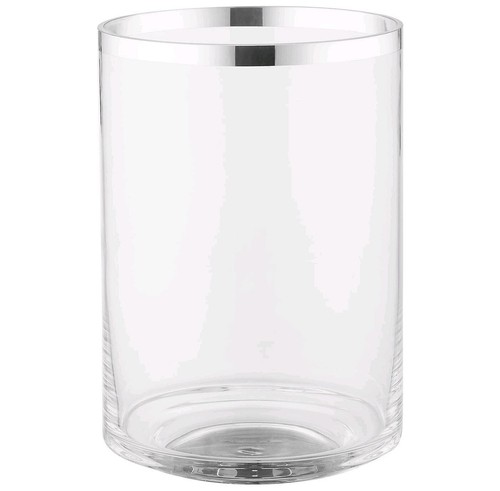 HÖSTVÄDER Ikea Windlicht Vase 22cm Glas / silber mundgeblasen Klarglas