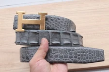 Gray Genuine CROC Hornback Leather SKIN Men's Belt - W 1.5"