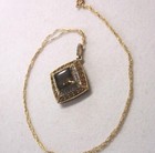 10K Yellow Gold Smoky Topaz Yellow Quartz Diamond Square Pendant Necklace 18" — photo 4