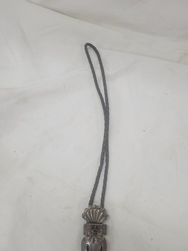 Vintage Thomas Byrd Sterling Silver Turquoise Coral Kachina Bolo Tie Navajo Red - Picture 5 of 8