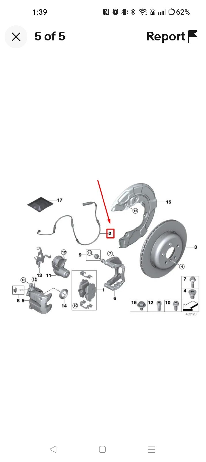 BMW X4 G02, F98 REAR BRAKE PAD WEAR SENSOR 6880543 34356880543 