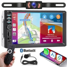 7" Car Radio For Apple Andriod Carplay MP5 Stereo Touch Screen Double Din Camera