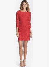 Adrianna Papell 3/4 Sleeve Lace Mini Dress Red Size 10 NWOT