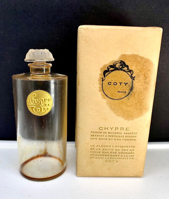Excellent! Vintage  Chypre de Coty , perfume bottle w/box. c. 1927.  3.25  tall.