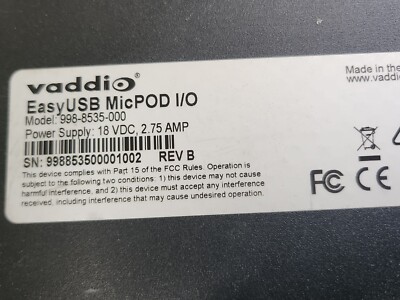 Vaddio TRIO MIC I/O Microphone System p/n 998-8535-000 