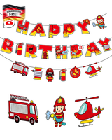 1Pcs Happy Birthday Girlande, Geburtstag Girlande Set, Feuerwehr Geburtstag Deko