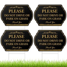 Soaoo 4 Pcs Please Do Not Drive or Park on Grass Yard Sign 8 x 12 Inch Double...