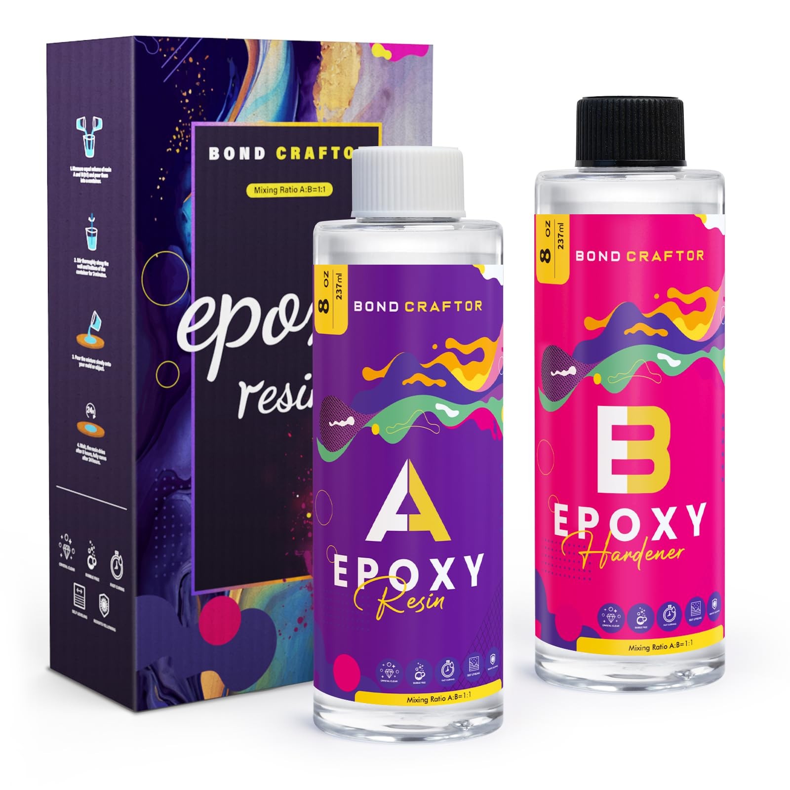 16OZ Clear Crystal Epoxy Resin Kit – Food Safe Casting Resin for Crafts