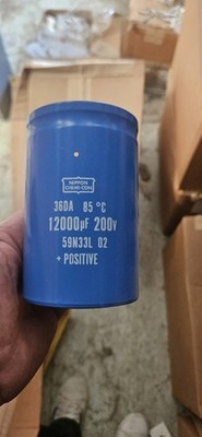 NIPPON CHEMI-CON CAPACITOR 36DA 12000UF 200V +POSITIVE (LOT OF 2)