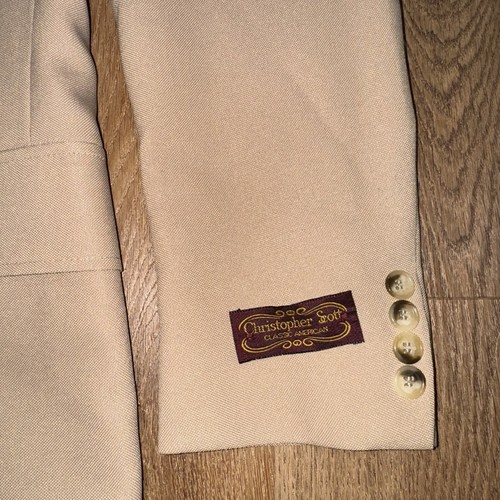 Vtg 1970s Leisure Suit Mens 36 Jacket 29 Pants Unhemmed NOS Polyester Disco Tan - Picture 13 of 24