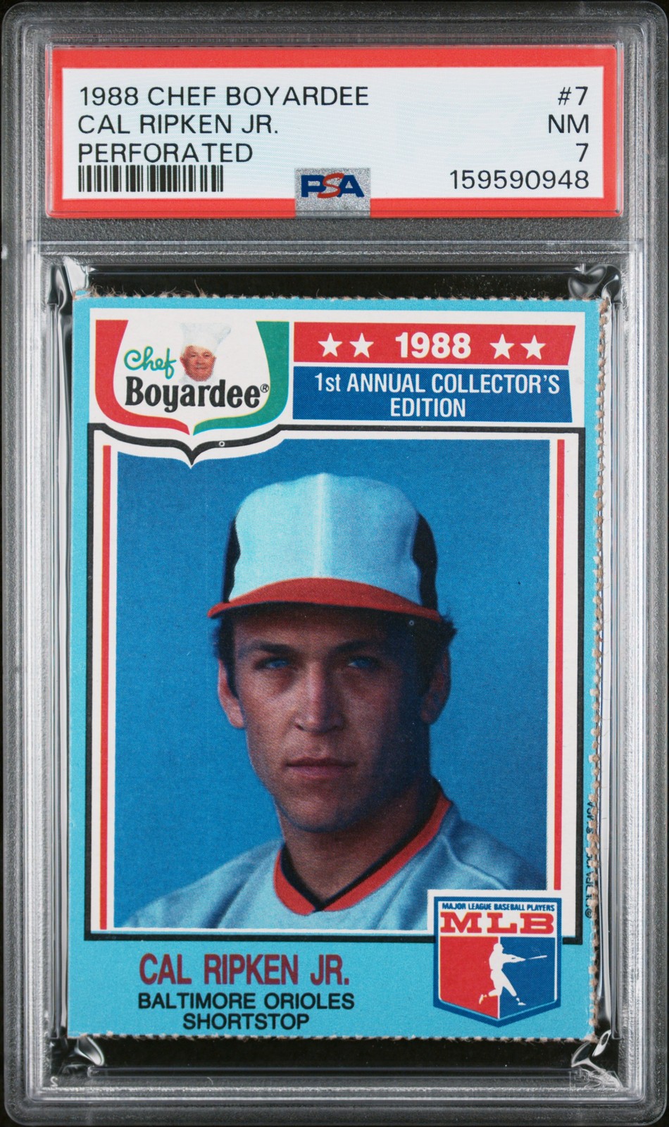 1988 CHEF BOYARDEE PERFORATED #7 CAL RIPKEN JR. PSA 7