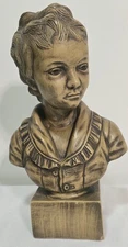 Vintage 1960s JARU California Pottery Young Boy 14.7" Handcrafted Bust Sculpture