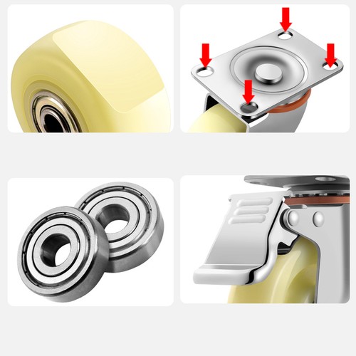 Heavy Duty Nylon Swivel Castor Wheels 40mm-125mm Trolley Furniture Caster Brake - Afbeelding 2 van 26