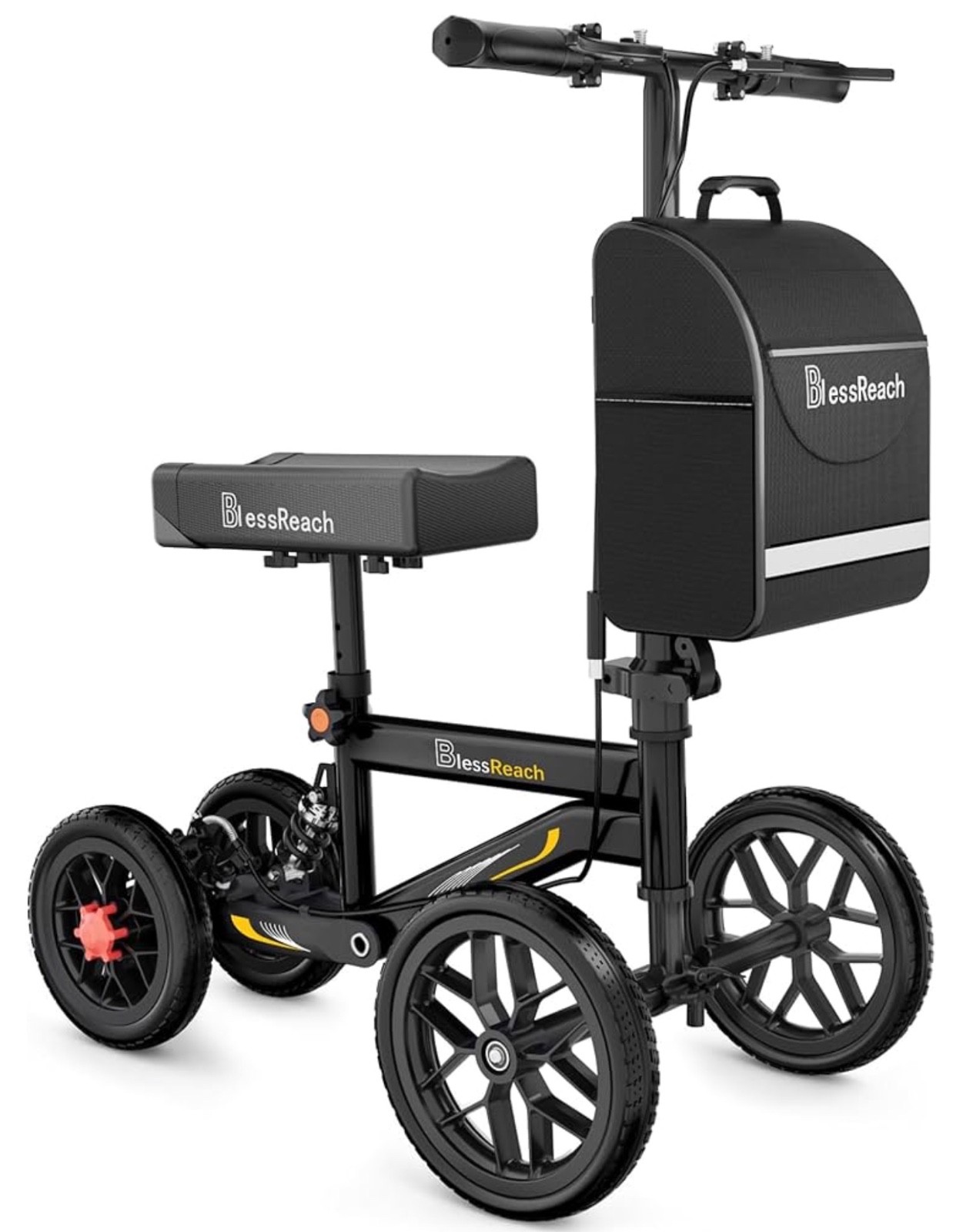 BlessReach All Terrain Steerable Knee Scooter Crutch Alternative，Deluxe Medical