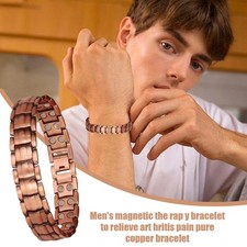 Men's Bracelet Magnetic Therapy Arthritis Pain Relief Pure Solid Copper Bangle
