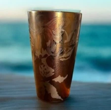 Starbucks Spring Ceramic Gold Copper Siren Mermaid Tumbler Mug Cup 12oz NEW 2022